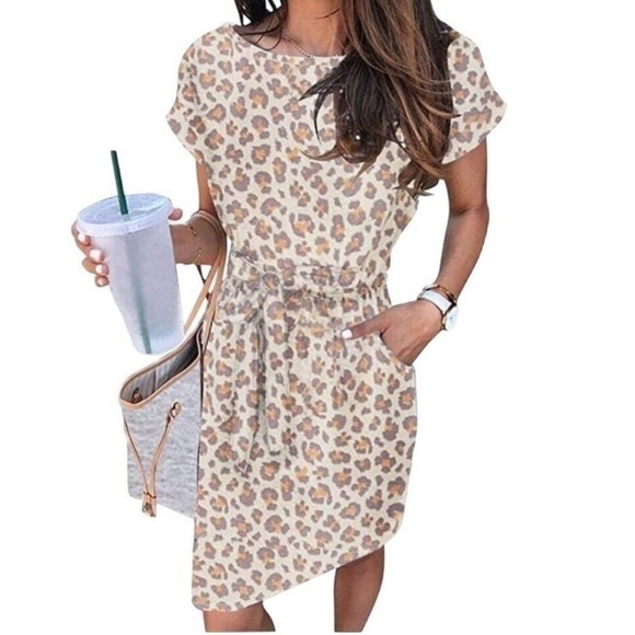 Merokeety Boutique NWT Tie Front Leopard Print Midi Dress Size XL - Picture 2 of 7